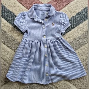 Ralph Lauren Baby Girls Striped Short Sleeve Dress 100% cotton